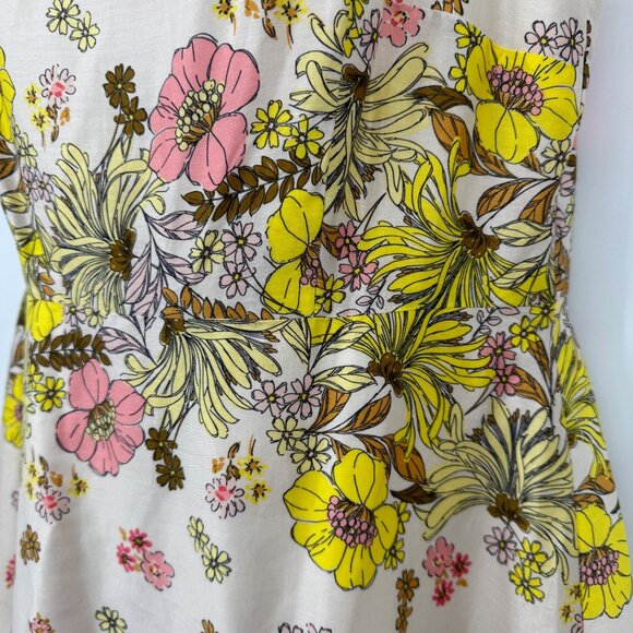 Loft Outlet Spring Dress sleeveless fit and flare Cream Floral woman’s size 10 - Picture 3 of 12